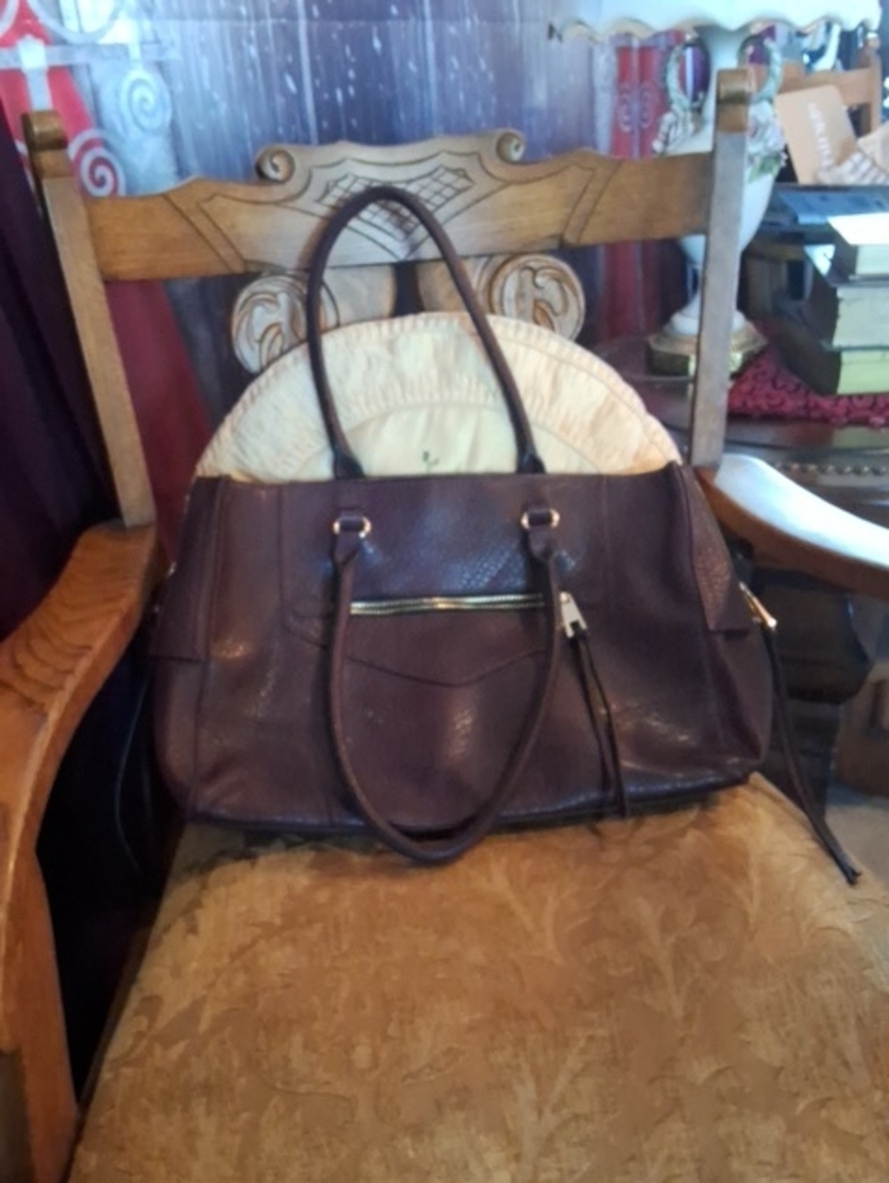Elegant Women's Tote Handbag in Dark Brown